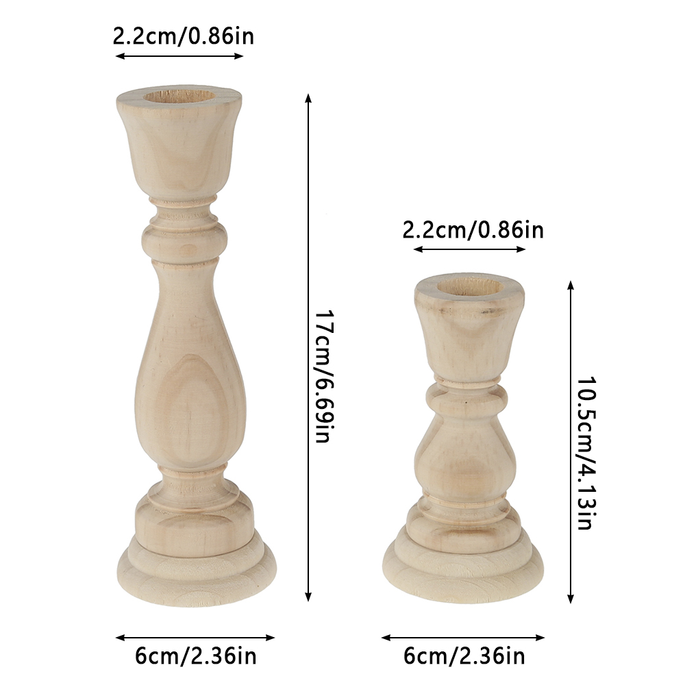 Wooden Candlesticks Unfinished DIY Classic Craft Candle Holders for Paint or Living Room Home Wedding Decorations
