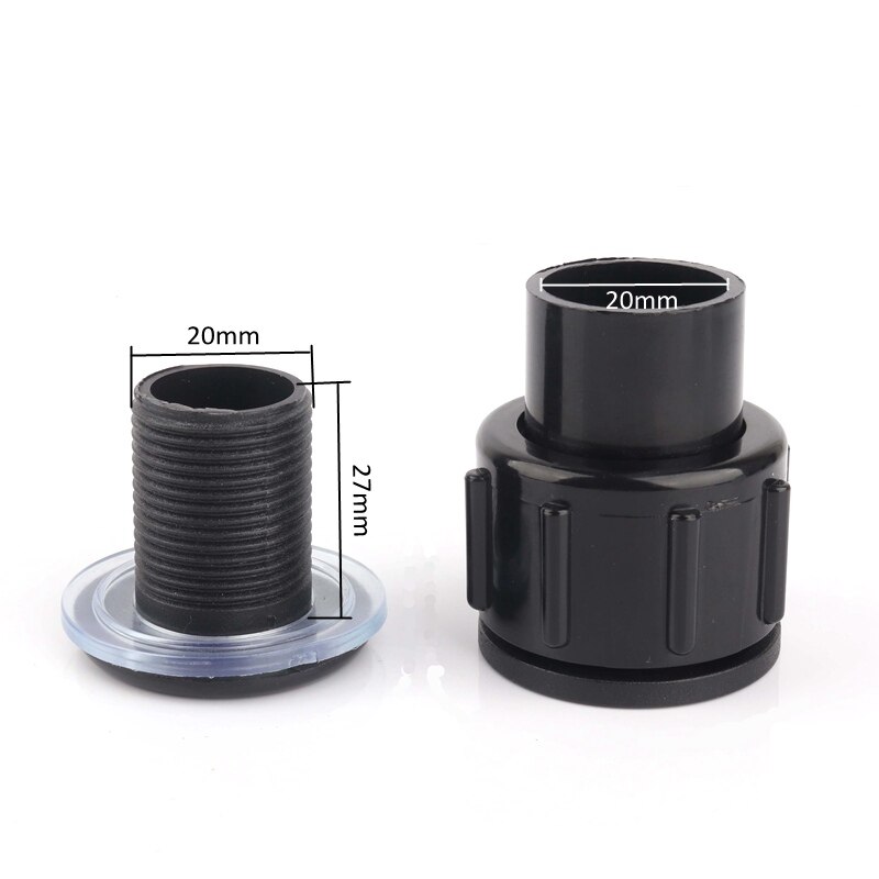 1pc PVC 20mm Aquarium Connector Water tank Joint Fish Tank Outlet with union Aquarium Accessories Wine barrel Outlet