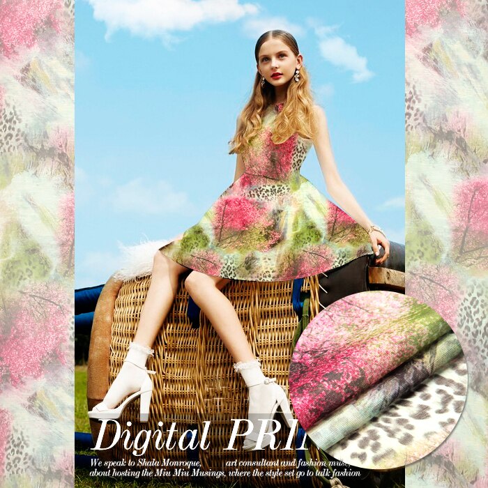 140cm wide13.5mm 30% silk 70% linen leopard print summer fabric a little transparent and hard fabric D029