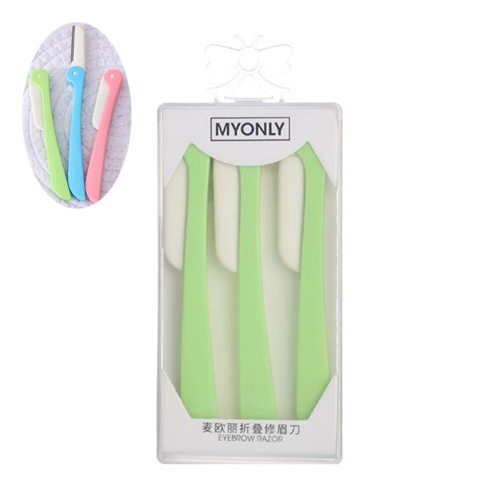 3/10pcs Eyebrow Trimmer Blade Shaver Portable Facial Face Razor Eyebrow Shaper Shaping Tool Scissors Face Hair Remover for Women: D - 3pcs Green