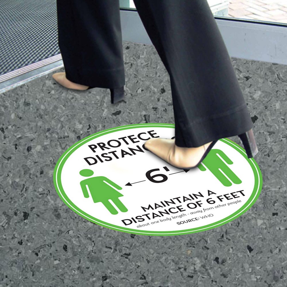 Anti Slip Cue Bank Public Area Social Distancing Floor Sign Line Up Adhesive Waterproof 6ft Round Store Pressure Sensitive Vinyl