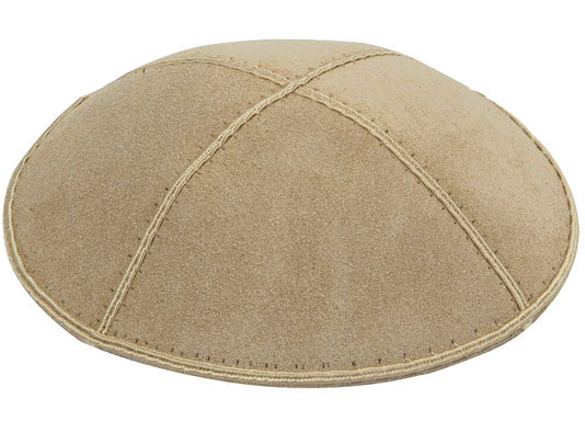 15/16CM SUEDE KIPPAH JEWISH KIPPAH LEATHER YARMULKE KIPPAH: Beige