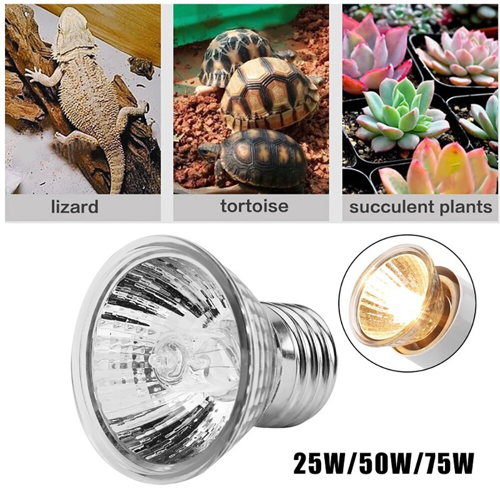 Lámpara de calefacción de calor para reptiles y mascotas, E27, UVA + UVB, 25/50/75W, 110V