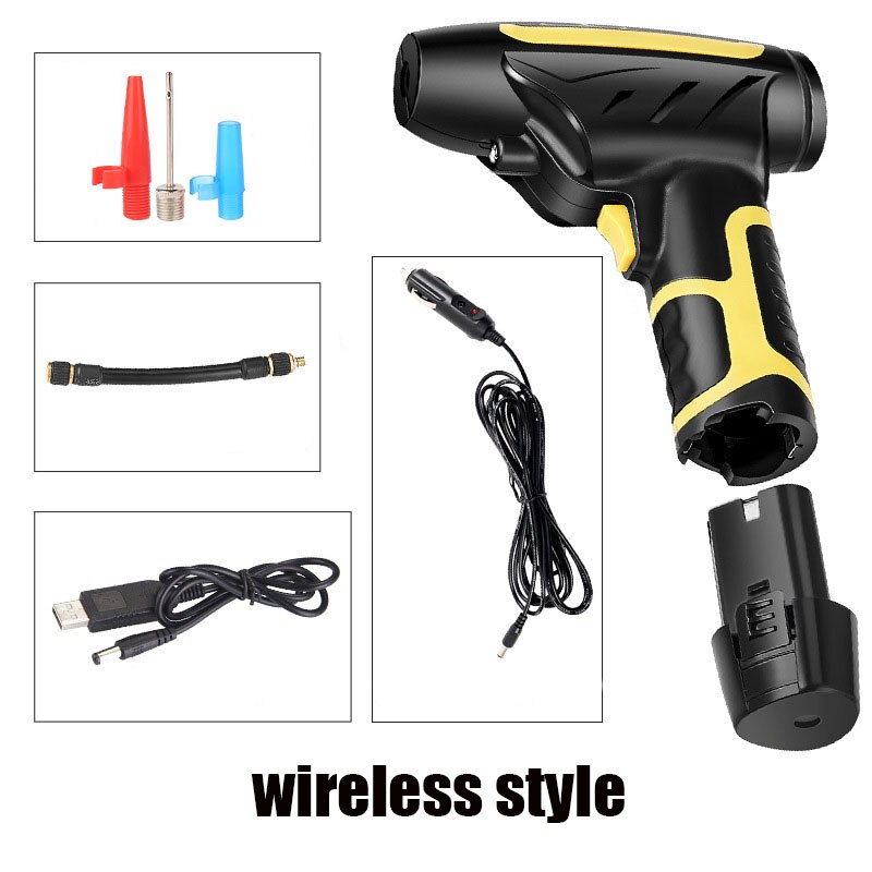 Car handheld wireless air pump smart digital display auto car air pump tire portable removable battery: wireless