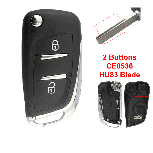 OkeyTech modificado Flip remoto de la llave del coche para Peugeot 307, 408, 308, 4007, 3008 para Citroen C2 C3 C4 C5 C6 VA2/HU83 CE0536/CE0523: 2BT HU83 0536