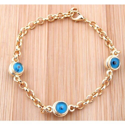 Drie Evil Eye Kralen Oogje Vergulde Armband BBB01