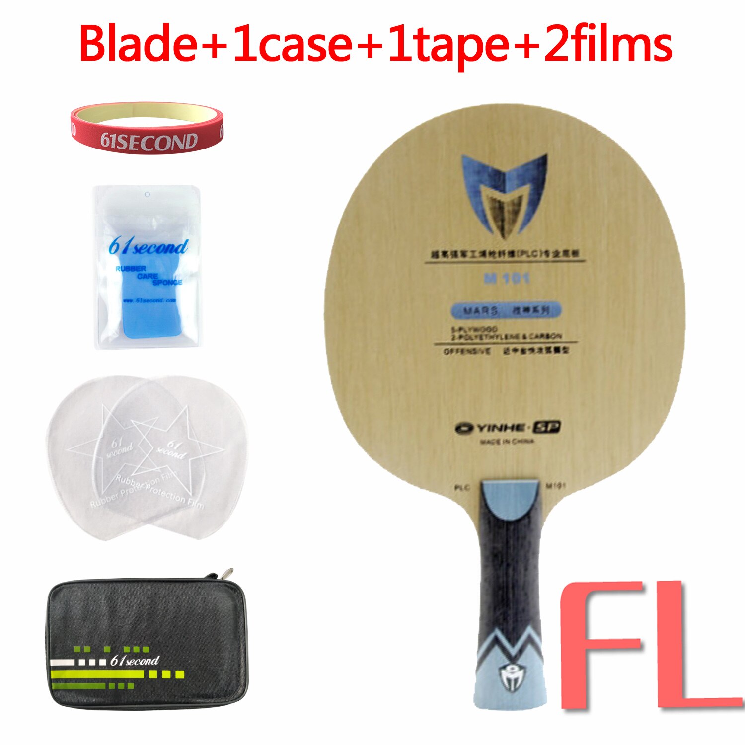 Yinhe PLC fiber table tennis blade M101 M201 Fiber Table Tennis Racket C.T.T.A.A. 5 PLY WOOD WITH 2 PLY PLC: 101 FL with FM case