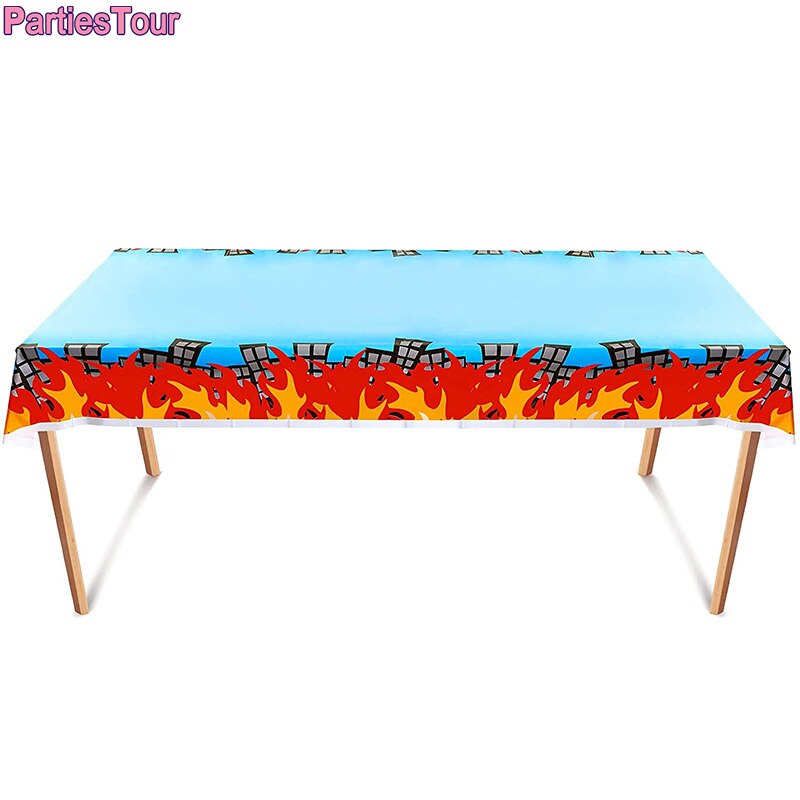 1pc 52*86 &#39;&#39;Feuer Lkw Tischdecke Feuerwehrmann Tischdecke Feuer Tabelle Einstellung Kunststoff Feuerwehrmann Tisch Abdeckung für Feuer partei Liefert