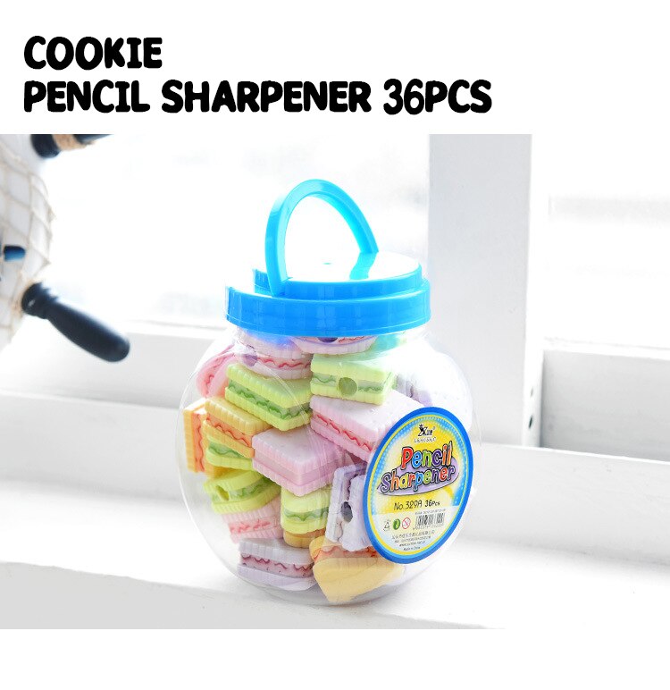 Cookie Pencil Sharpener 36 Piece Cute School Supplies Boy Girl Pencil Sharpener Stationery Mechanical FANTASTIC Plastic