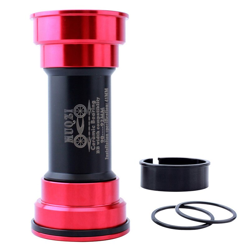 BB90-92Bottom Bracket,Ceramic Bearing,Mountain Road Bike Press,Axle,Waterproof Alloy Bottom Bracket,22 24mm Crank Parts: Red