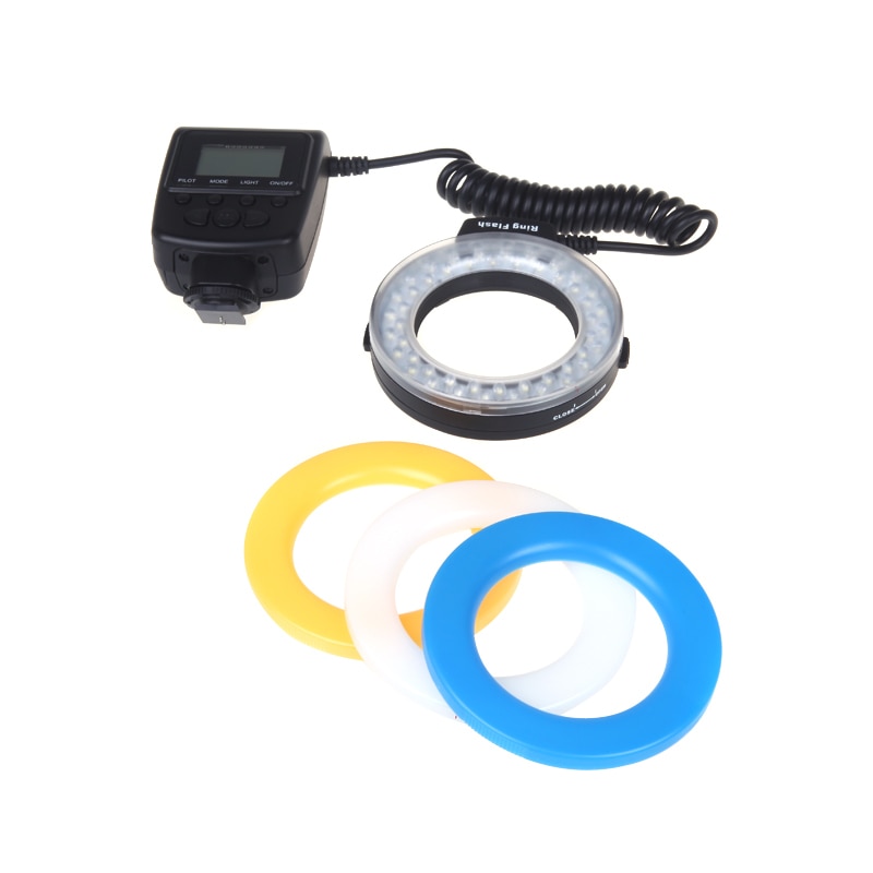Eachshot 48 st makro led ringblixt med 8 adapterring ficklampa för canon nikon pentax dslr kamera rf -550d speedlight