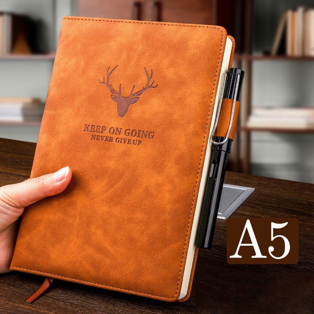 360 Pagina 'S Super Dikke Lederen A5 Notebook Dagelijks Business Office Werk Notebooks Notepad Dagboek Schoolbenodigdheden: Bruin