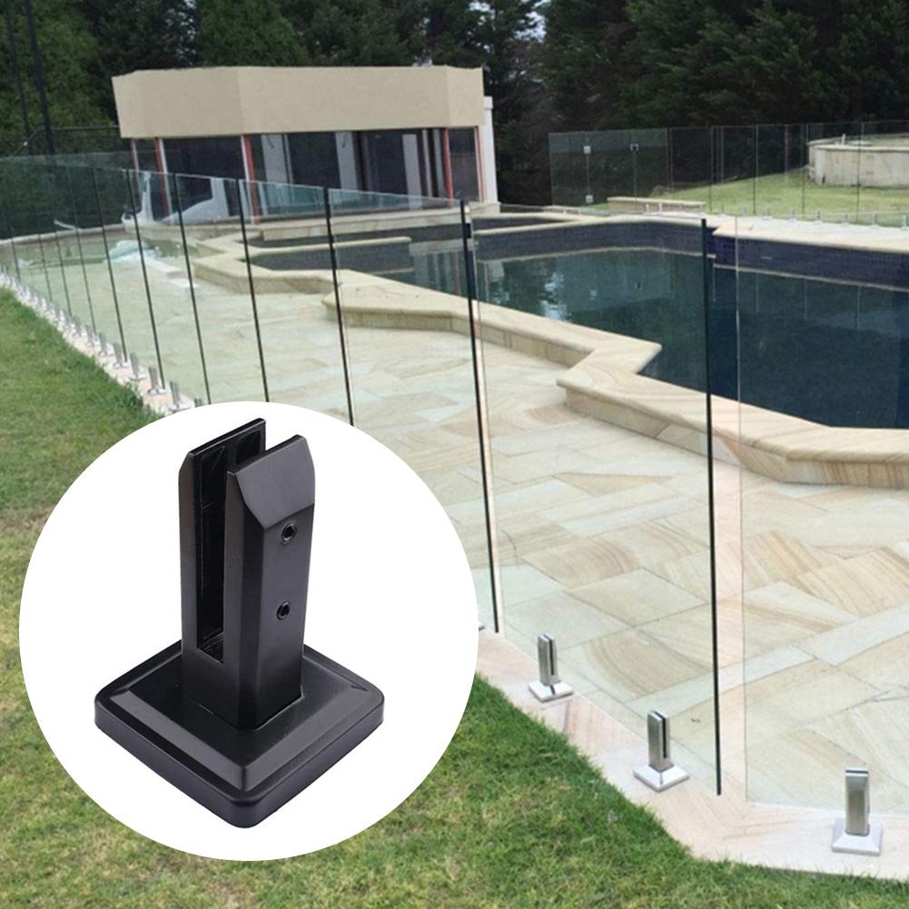 Black Stainless Steel Clamp,Glass Panel Pool Fence Staircase Bracket Spigot Balustrade Floor Deck Mount Support Clamp Square