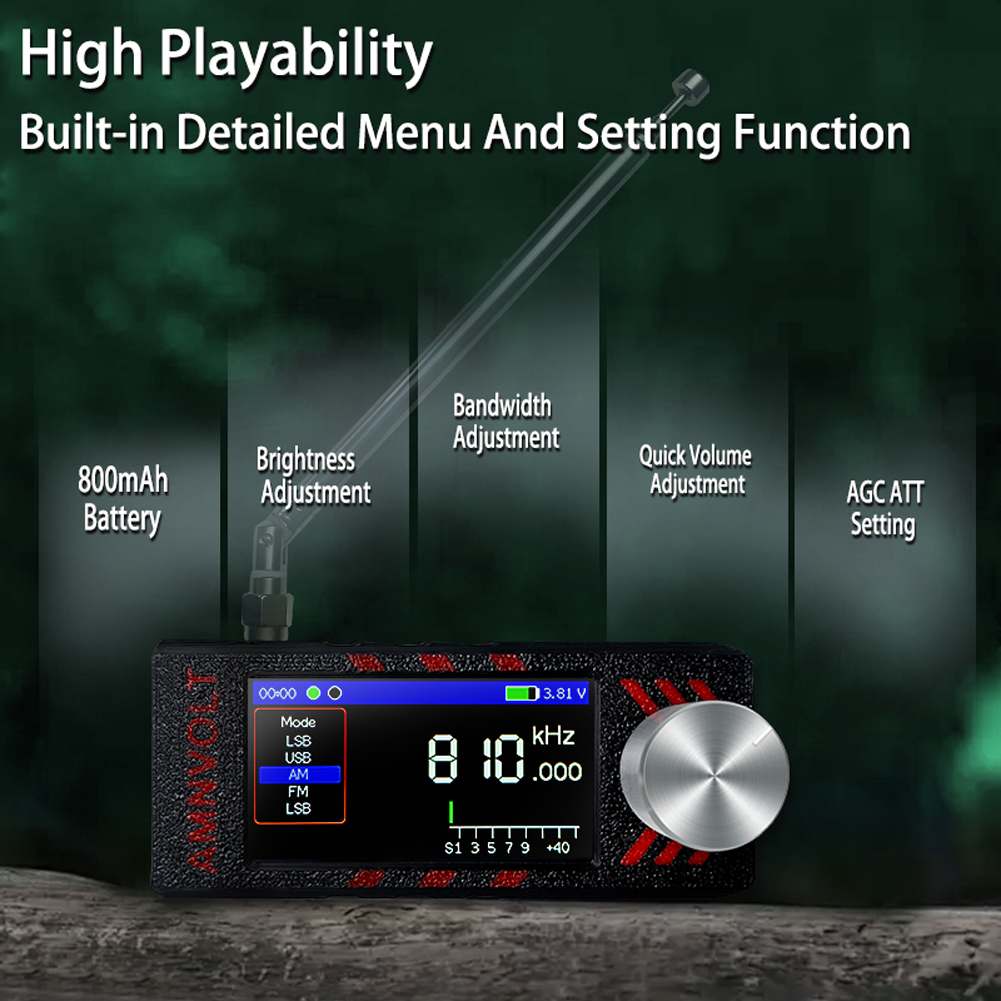 ATS MINI PRO Mini Pocket Radio SI4732 0.5-108mhz HF SW MW VHF All Band Radio LSB USB AM FM 1.9in Screen Donut＋Telescopic Antenn