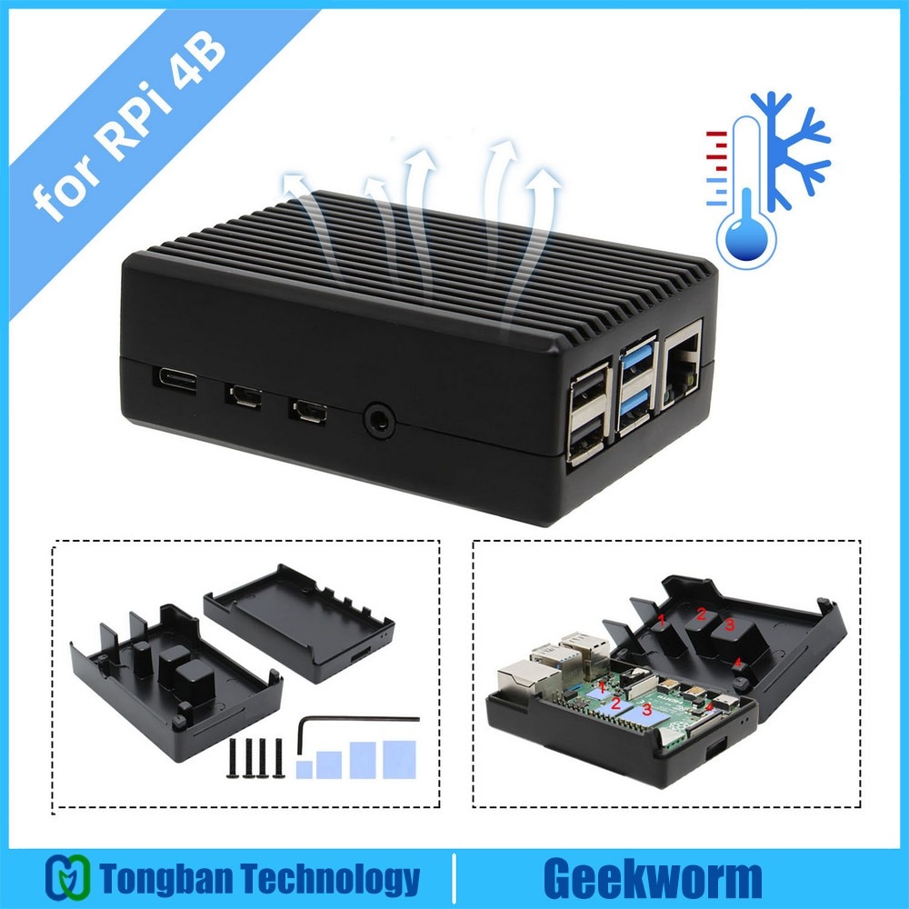 Raspberry  pi 4 model b kraftig aluminiumslegering passiv køling varmeafledning metalkasse kun til hindbær  pi 4b/pi 4b