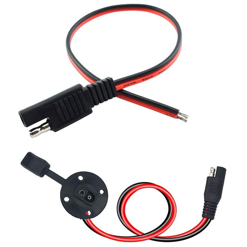 1Pcs Sae 2 Pin Quick Connector Disconnect Plug & 1Pcs Sae Connector Sae Power Socket Sidewall Port, Solar