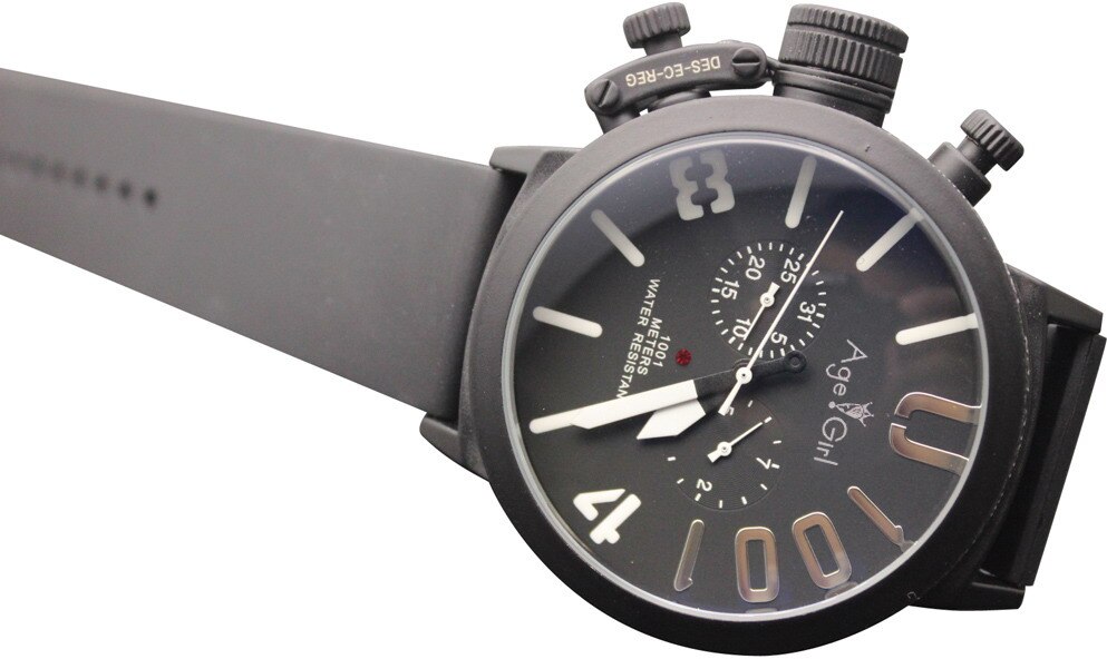 Klassieke heren sporthorloge met zwarte rubberen klassieke u-vorm, automatisch mechanisch, zelfopwindend horloge met linkse haak, big 50mm boat horloges: 3