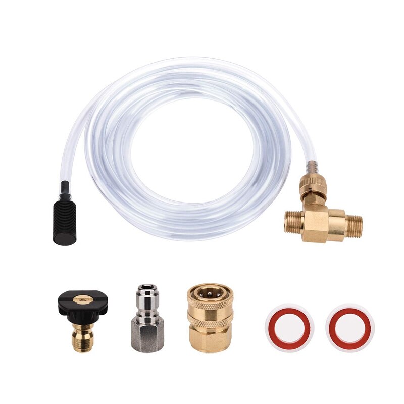 Pressure Washer Chemical Injector Kit Adjustable Soap Dispenser, 3/8 Inch Quick Connect, 10 Ft Siphon Hose, Come with 1 pcs Soap: Default Title
