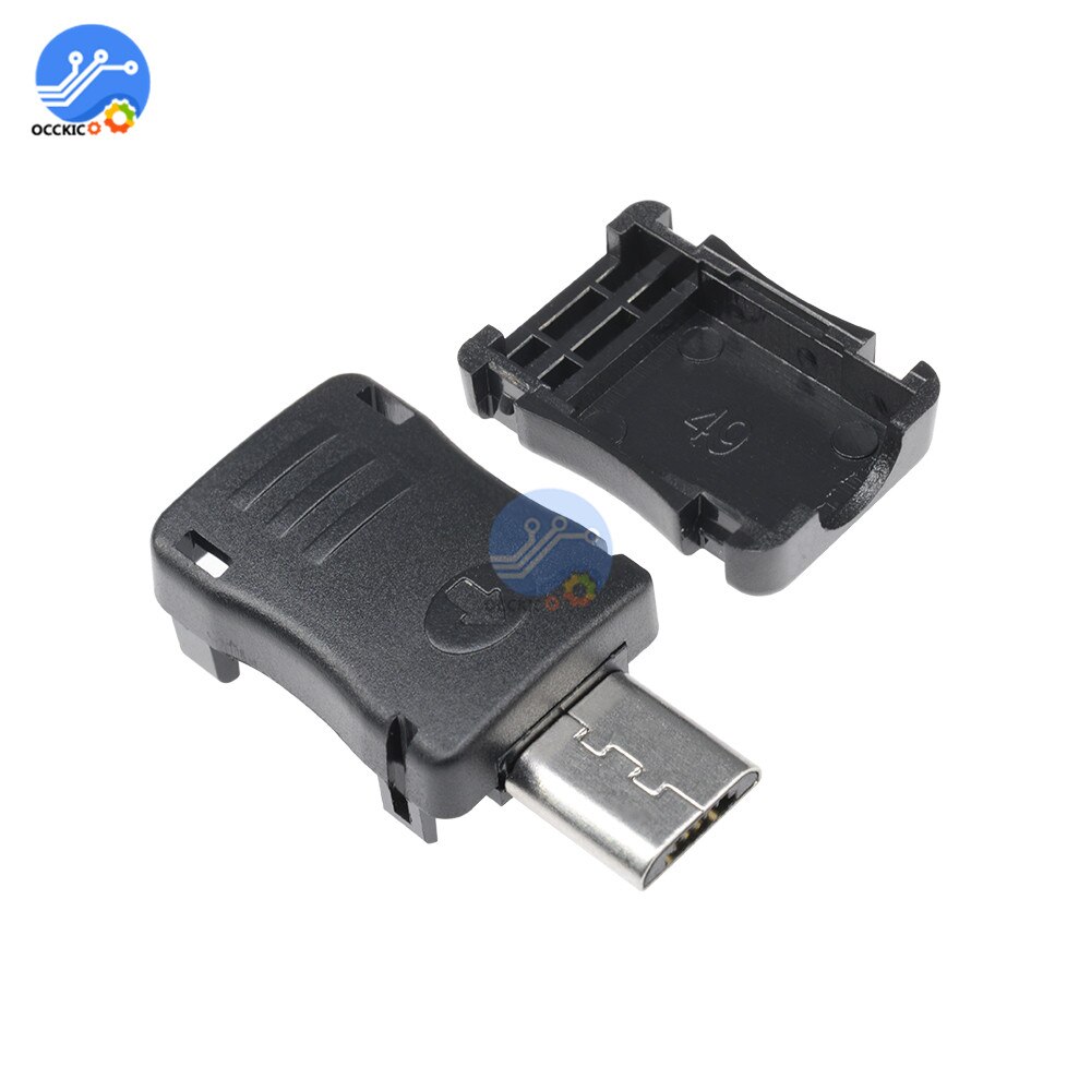 50 stücke 5 Stift T Hafen Männlichen Mikro USB Stecker Buchse Contor + Kunststoff Abdeckung für DIY