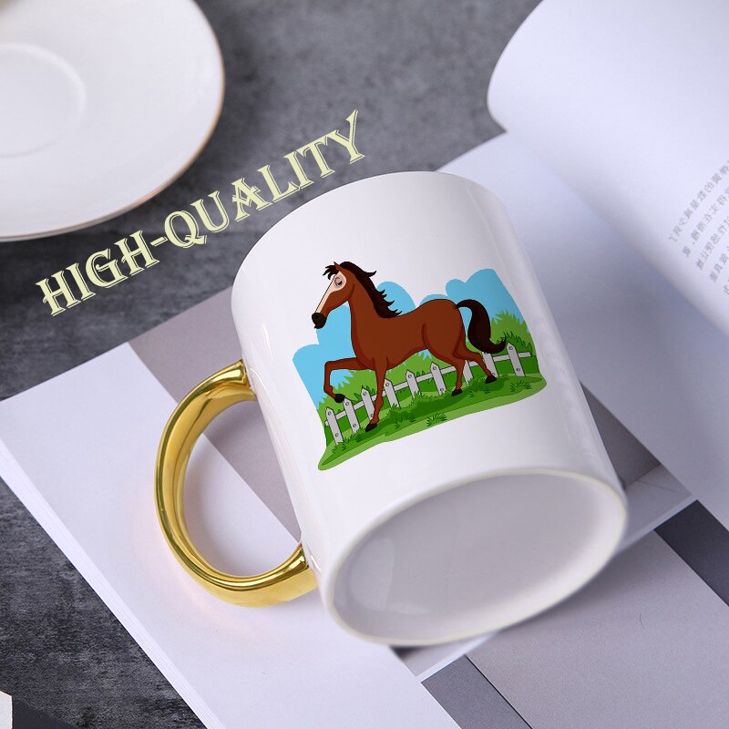11oz Horse pattern Ceramic mug coffee Mugs Drinkware Coffee Tea Cups Novelty milk cup Drinkware KTDW-062