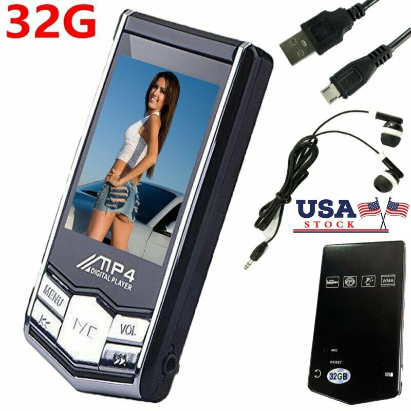 Ultrathin 1.8" 32GB MP4 Music Media Player LCD Screen FM Radio Digital Video Music Player Supports Audio Formats WMA WAV MP3