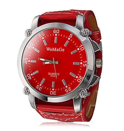 Womage Mannen Horloge Mode Quartz Casual Hight Leer Vrouwelijke Dames Unisex Ronde Wijzerplaat Horloge