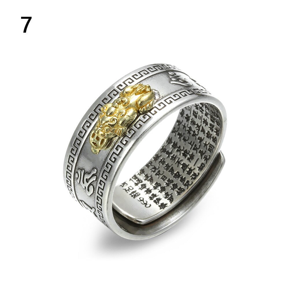 Vintage Pixiu Charms Ring Unisex Adjustable Women Men Feng Shui Jewelry Amulet Protection Wealth Buddhist Retro Rings: 07