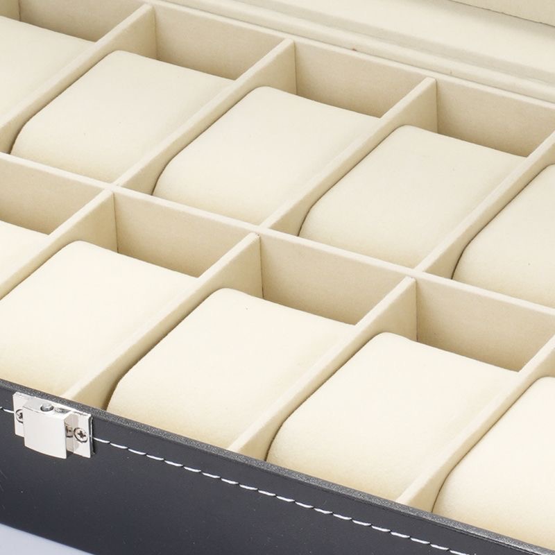 DELESYS-Vitrine de montre en cuir PU avec dessus en verre, boîte de rangement pour bijoux, style classique, 2 emplacements, 3 emplacements, 4 emplacements, 5 emplacements, 6 emplacements, 8 emplacements, 10 emplacement