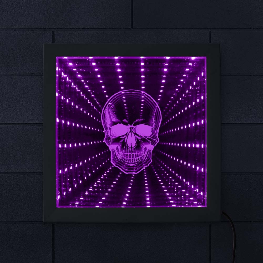 Kallo pää led ääretön peili väri muuttuva led valo kuvakehys upea optinen illuusio upea peilattu kauhuvalo