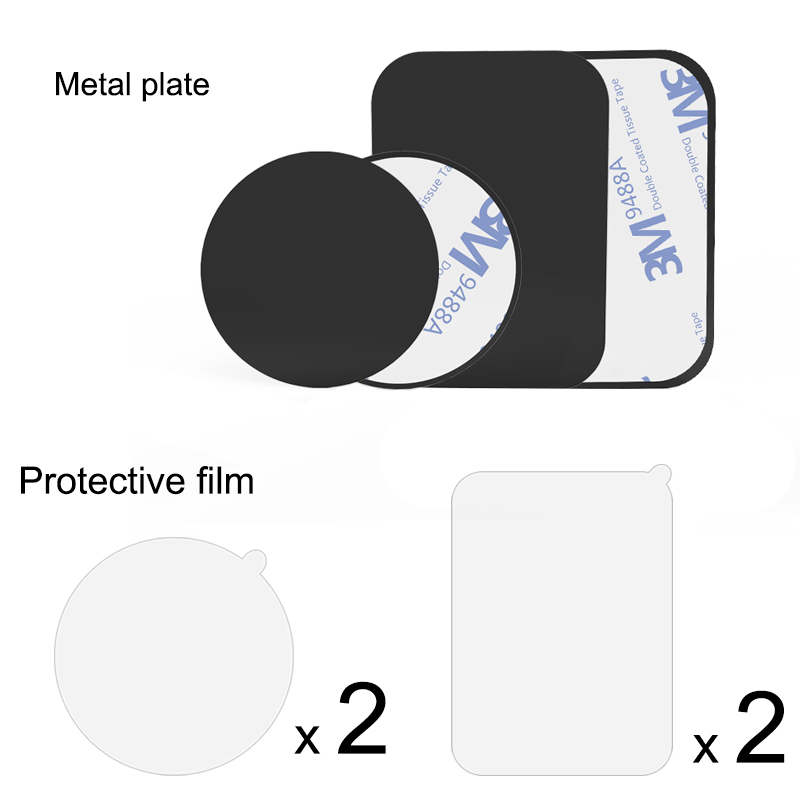 XMXCZKJ Metallplatte Universal Ersatz Metallplatte Mit Klebstoff Für Magnetplatte Autohalterung Telefonhalter Magnet Mobilen Ständer: 1-2Rectangle2Round