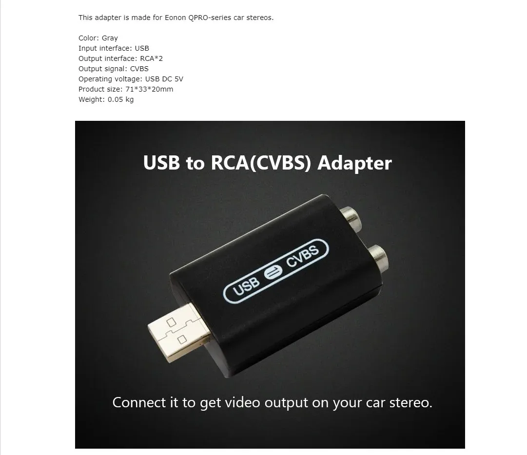 USB Interface Zu RCA Video Out Adapter Verbinden Kopfstütze Monitor Für Android System Auto Radio Multimedia AV Ausgang Player Video