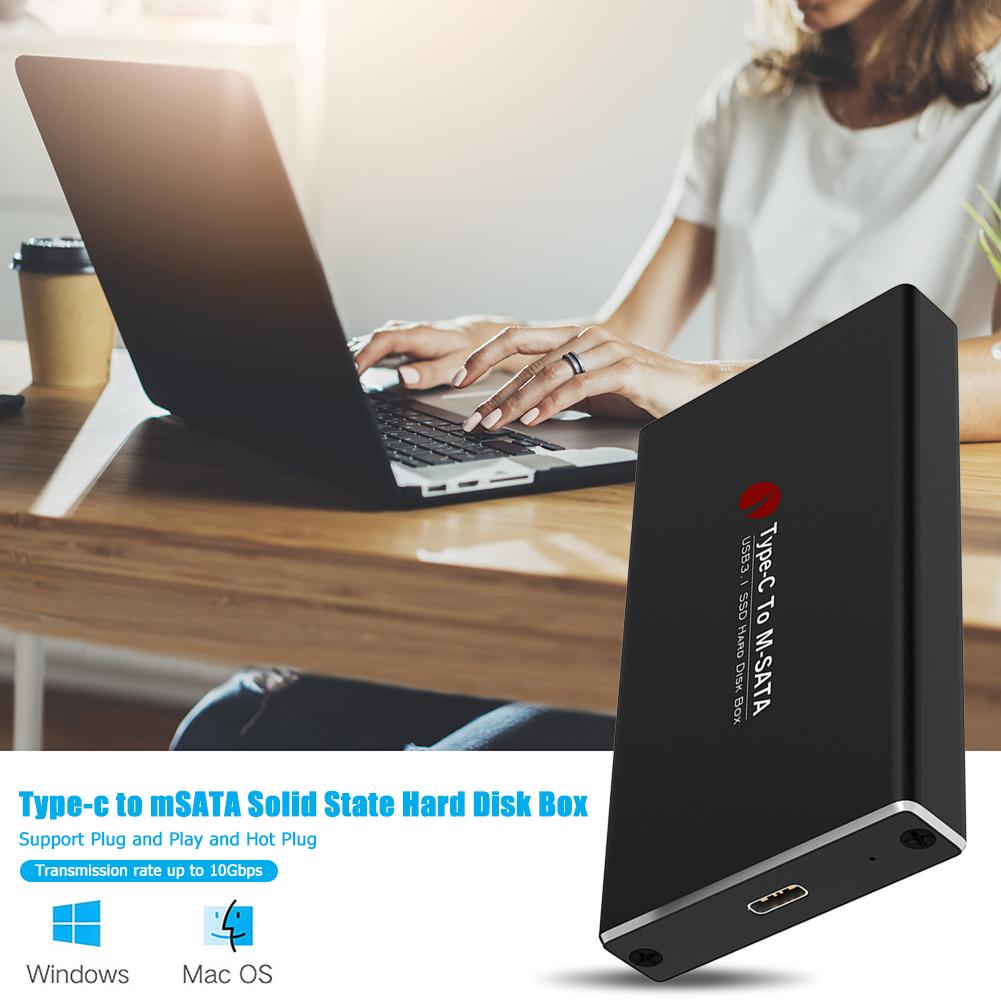 Type C to mSATA SSD Mobile Case Box USB3.1 Ultra-fast and Large Capacity Data Transfer Solid State Drive External Enclosure