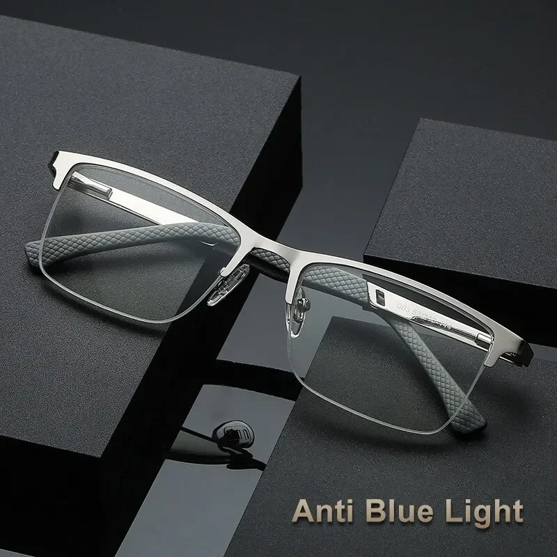 Mdod Leesbrillen Voor Heren 1.0 Tot 4.0 Zakelijke Leeslens Metalen Frame Optische Anti-Blauw Licht Presbyopie Bril Met Klasse
