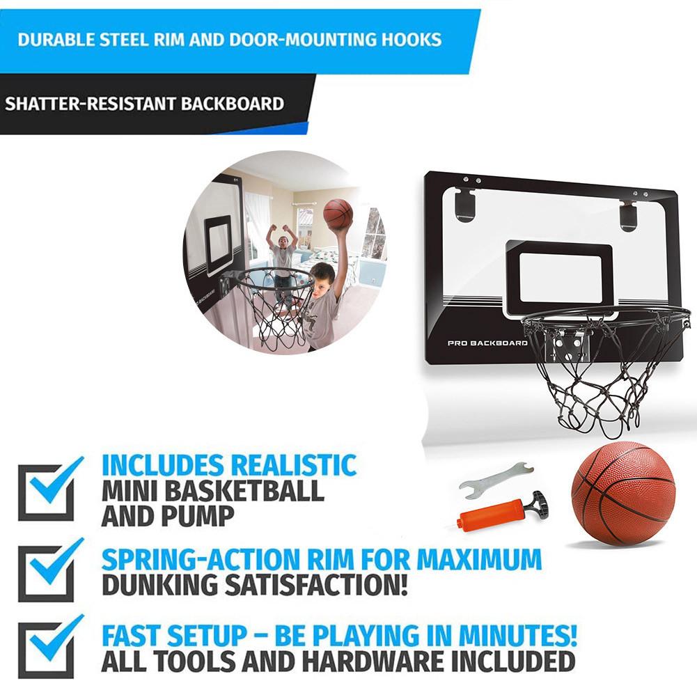 Mini Basketball Hoop Set With Transparent Hanging Door Backboard Adults Indoor Sports Equipment For Basements Bedrooms Offices