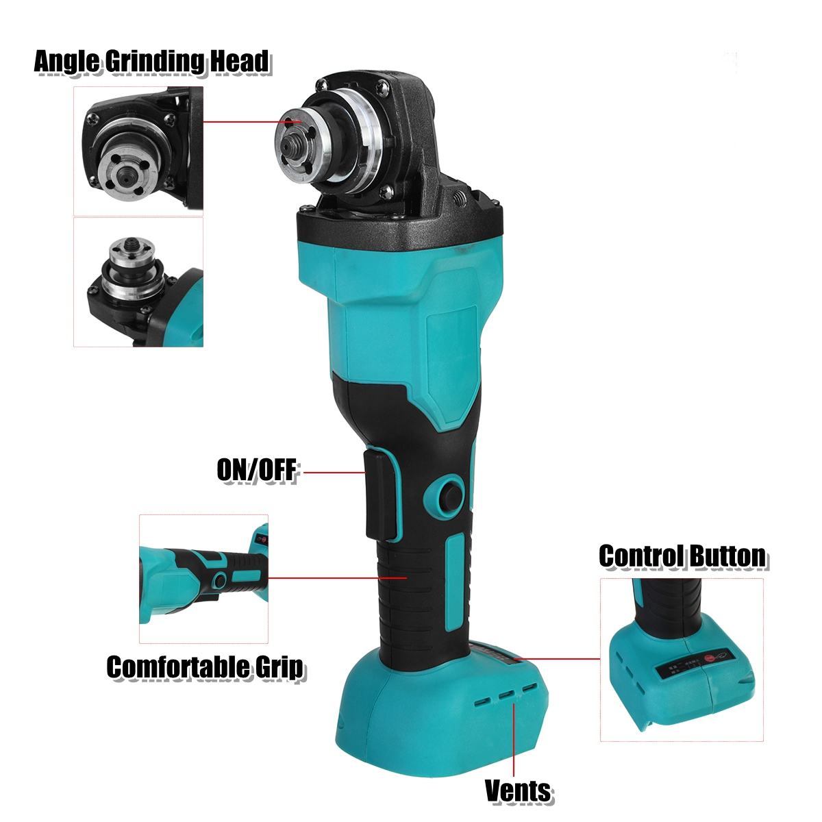 800W 18V Brushless Cordless 100mm Impact Angle Grinder Variable Speed For Makita Battery DIY Power Tool Cutting Machine Polisher