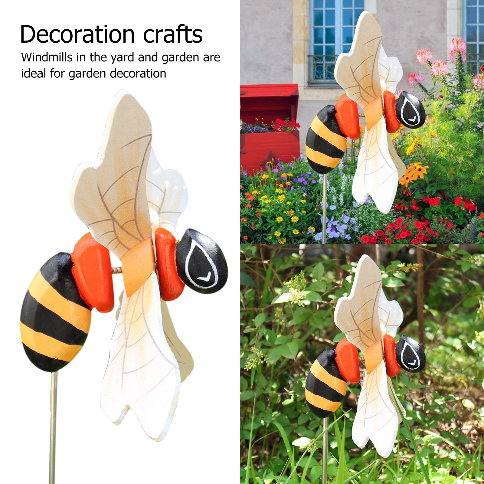 Wooden Windmill Clown Garden Outdoor Statue Wind Spinner Decoration Crafts