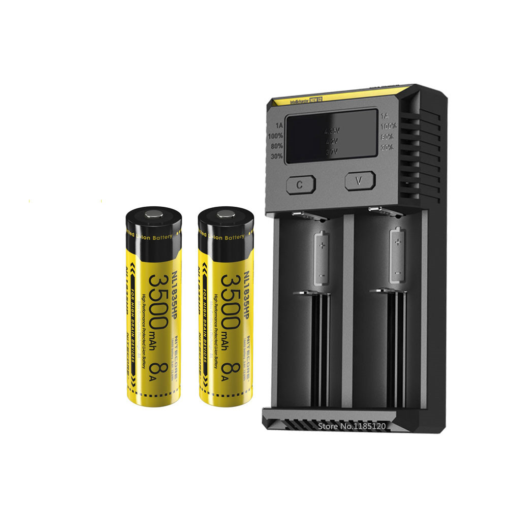 NITECORE I2 batterij Charger Oled-scherm Smart Charger + NITECORE 18650 8A 6 V 12.6Wh NL1835HP li-ion oplaadbare batterij