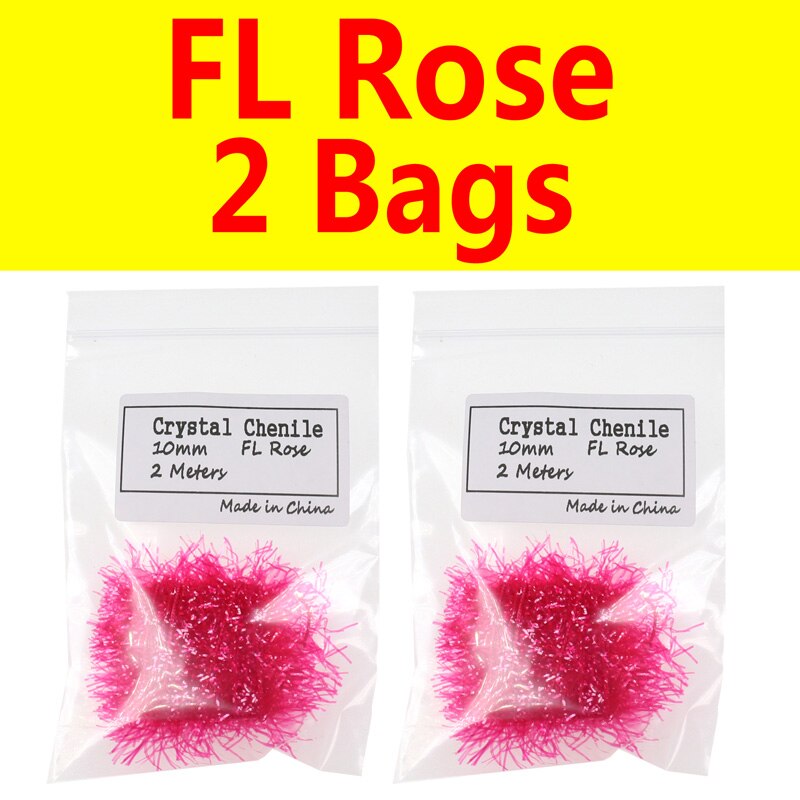 Bimoo 2 Bags 10mm Wide Crystal Flash Tinsel Hackle Flash for Fly Tying Streamer Egg Fly Salmon Fly Trout Salmon Lures: FL Rose 2 Bags