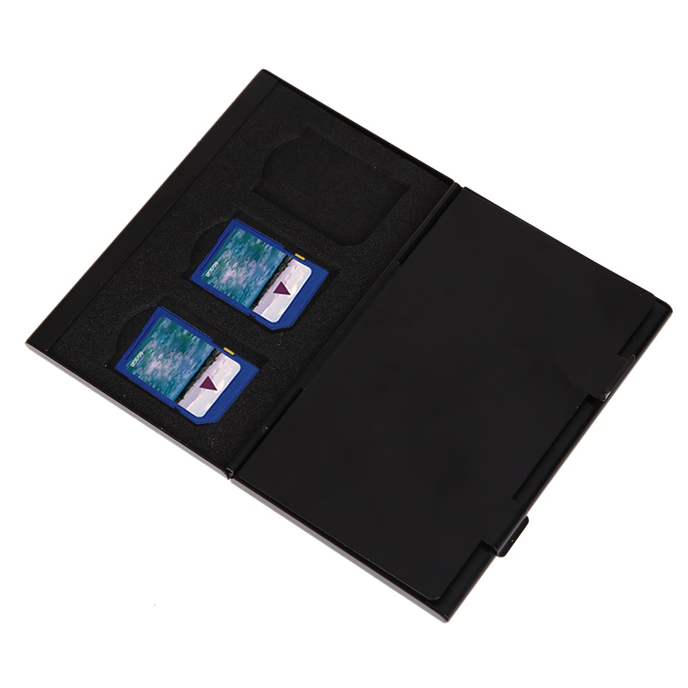 Caja de almacenamiento de tarjeta de memoria de aleación de aluminio de doble capa ALLOYSEED 4 * SD 8 * Micro SD/TF, funda protectora de almacenamiento, accesorios de soporte