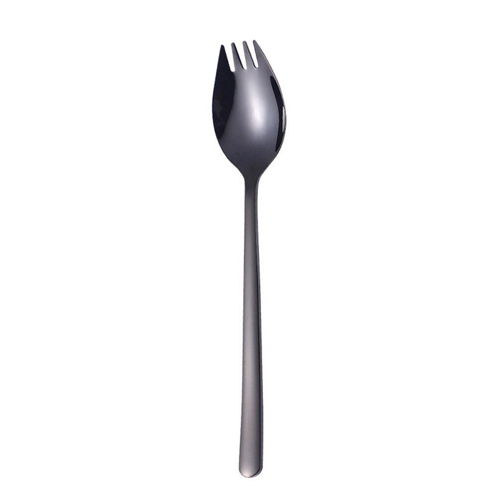 2 in 1 Multifunction Spork Spoon Fork Noodle Fruit Salad Kitchen Restaurant Tool: Black