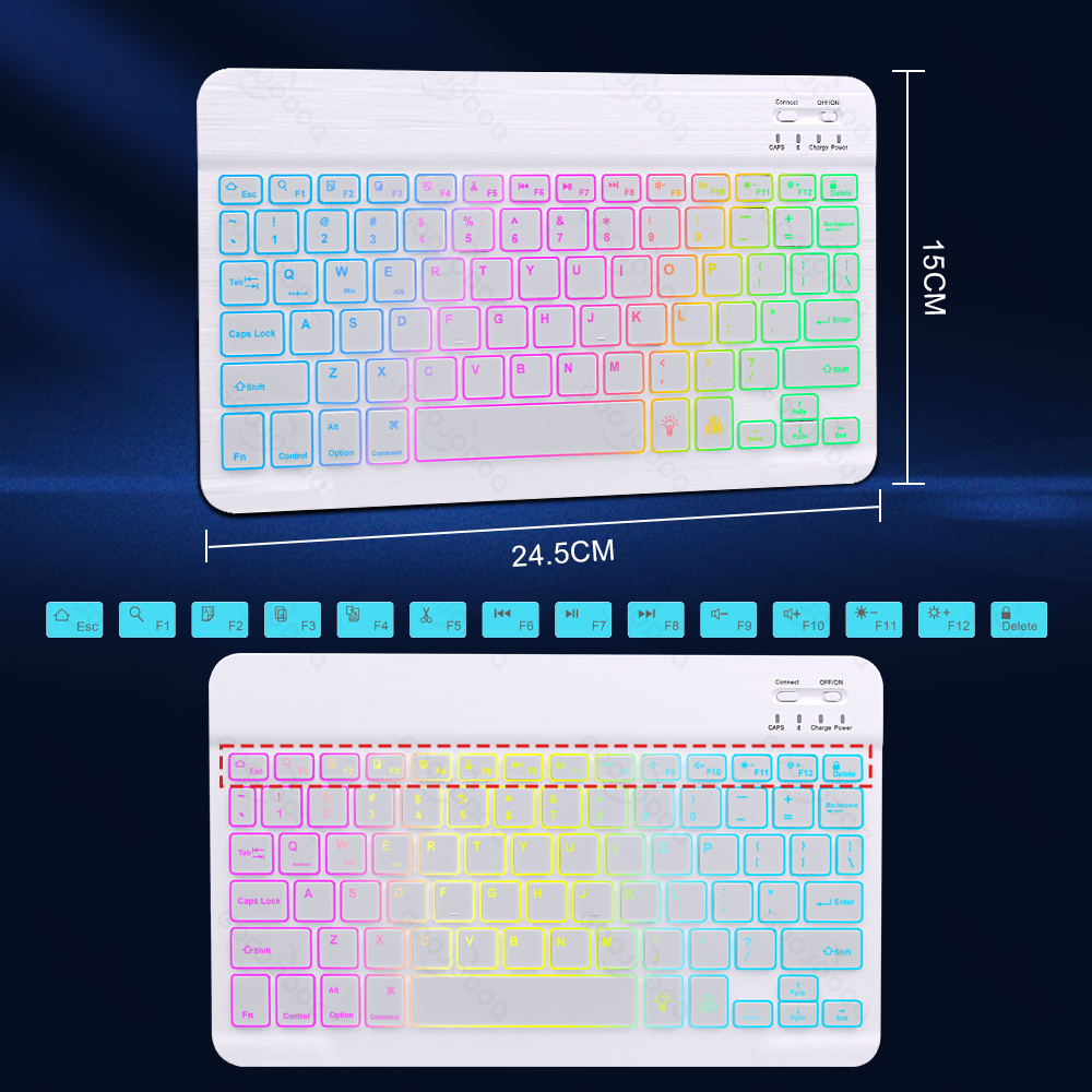 10inch Rainbow Backlit Keyboard For iPad Phone Tablet Bluetooth Keyboard For IOS Android Windows Wireless Keyboard and Mouse Set