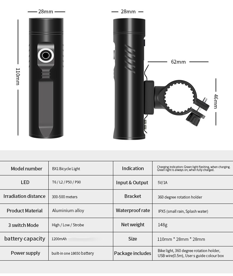 Trlife kraftig blænding cykellygte xhp 90 p50 l2 t6 cykel led lys usb genopladeligt batteri vandtæt forlygte cykellampe