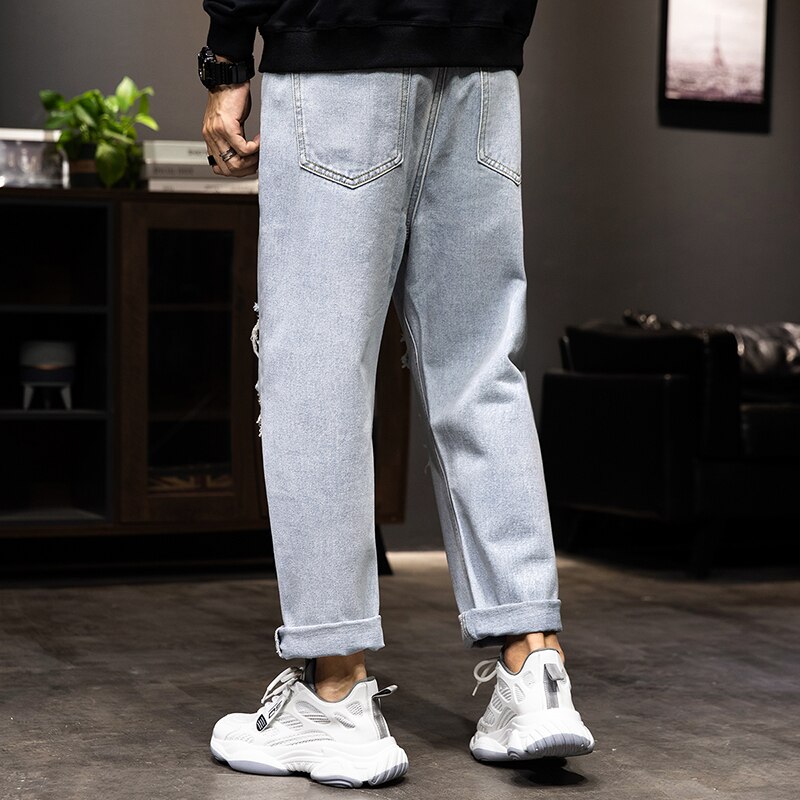 Jean déchiré homme droit jean large droit le jean pour homme Winter2020