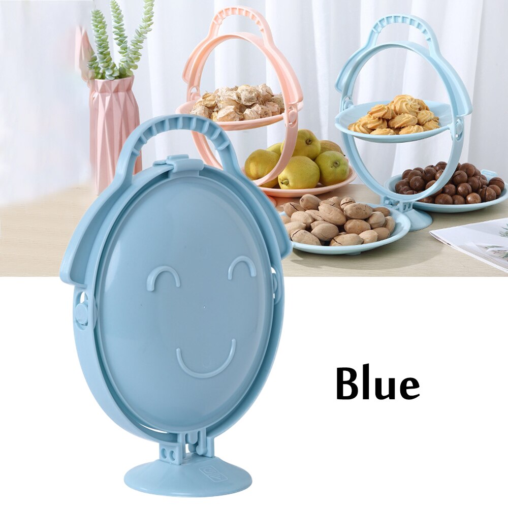 3- laags taartplateau, draaibaar plastic snackbord, snoepschaal, zaden, noten en gedroogd fruit, bewaardoos voor bruiloftssnoep, dessertschaal: Blauw