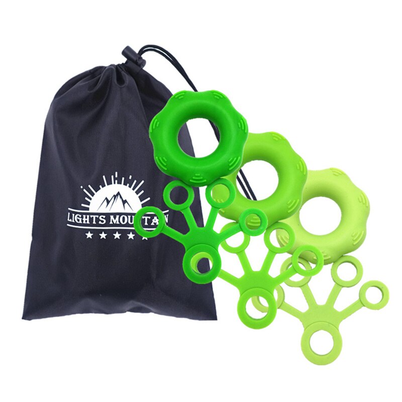 Hand Grip Strengthener Exerciser Kit Finger Stretcher Tools Resistance Bands Trainer Improve Dexterity Speed Up Rehabilitation: green