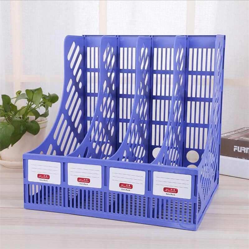 30.5x25.7x30cm Four Grid File Holder Desk Organiser Office File Column PP Plastic Data Frame File Holder Storage