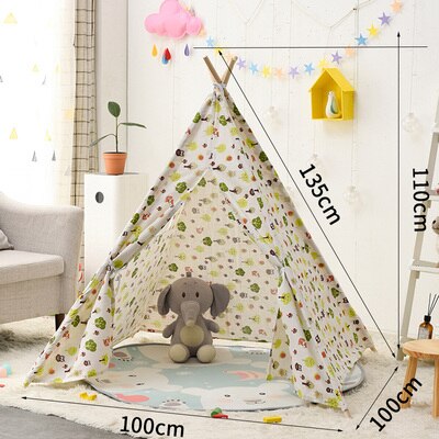 1.35M Portable Cotton Home Tipi Folding Indoor Baby Tent Toy Teepee Original Triangle Indian Kids Wigwam For Children Games: 9