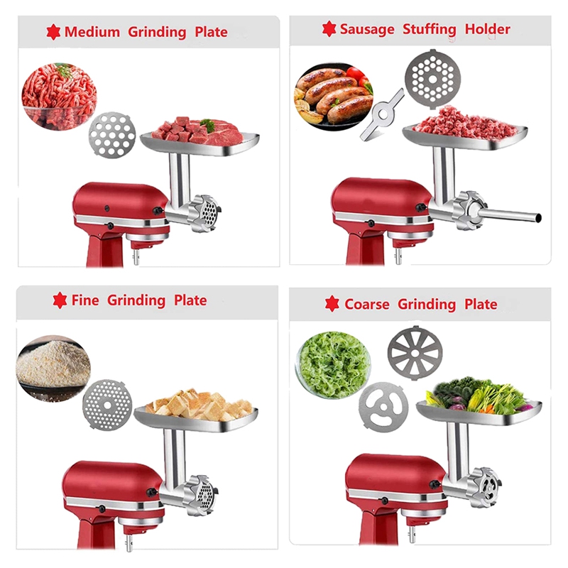 Accessoire de broyeur d&#39;aliments en métal, pour aide à la cuisine, mélangeur sur socle, accessoires de broyeur de viande, comprend des Tubes de remplissage de saucisses