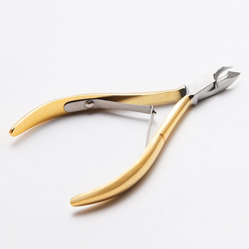 Fingernegl tånegl neglebåndstang trimning rustfrit stål negleklipper cutter neglebånd saks tang manicure værktøj: Guld