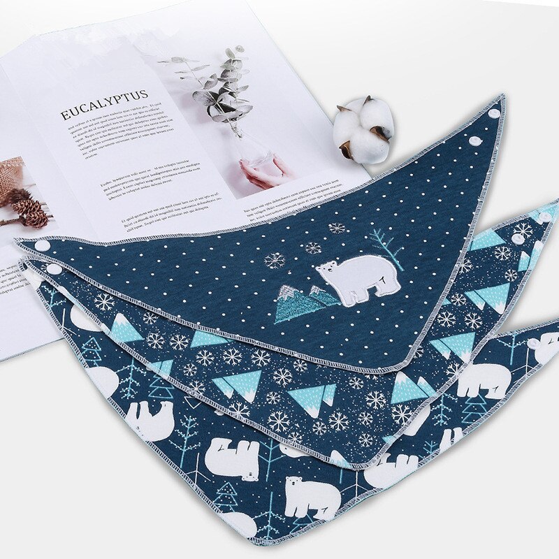 3pc/lot Infant Towel Cartoon Baby Bibs 100% Cotton Baby Boys and Girls Bibs Bandanas Scarf Children Cravat Baby Towel